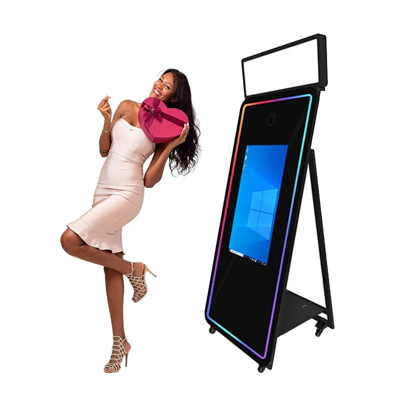 Newest unique selfie magic mirror photo booth touch screen photobooth machine 2023 for events DSlr camera Video Free Accessories