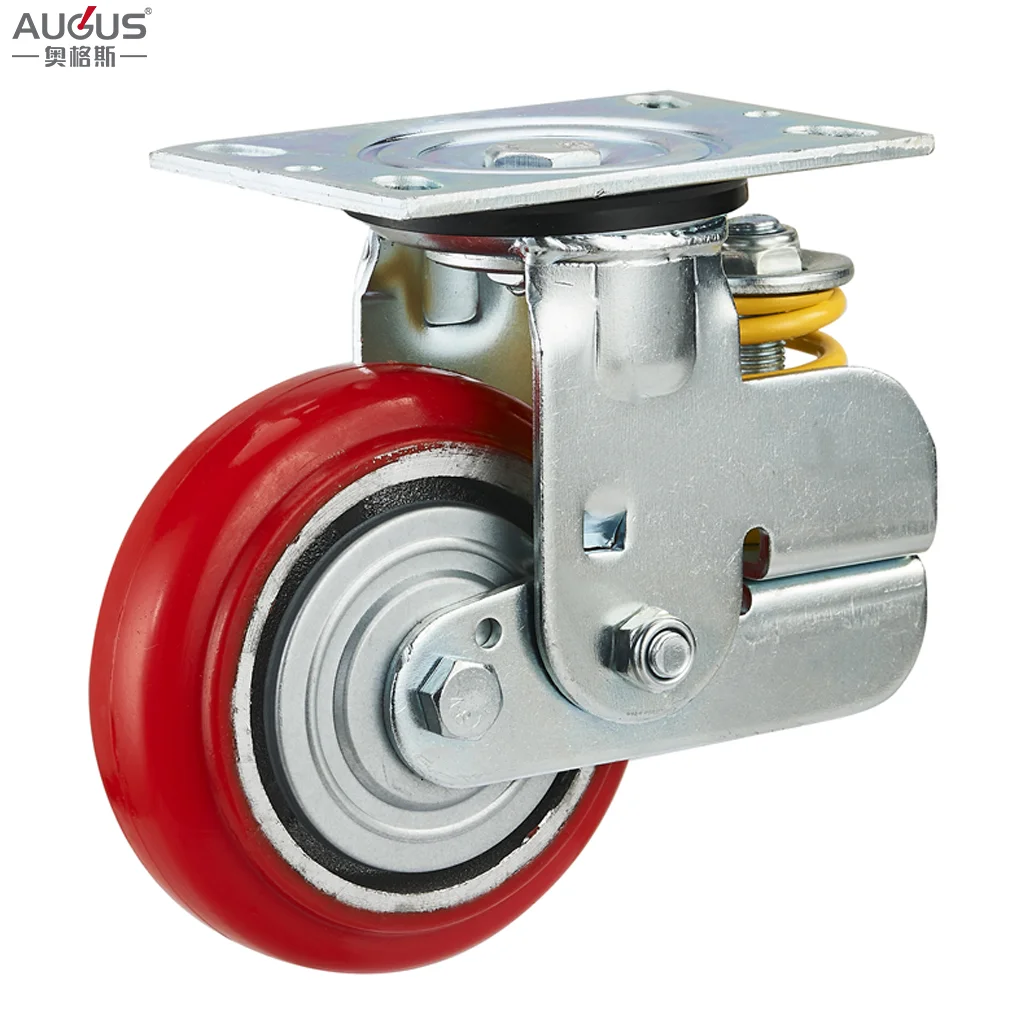 Zhongshan Caster High Quality 4 Inch Fixed/Swivel Plate Non Slip TPR Wheel Spring Loaded Shock Absorbing Caster Wheel 100mm