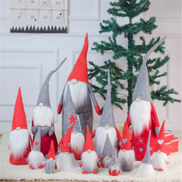 
Christmas Gnomes Plush Handmade Swedish Tomte Santa Scandinavian Figurine Nordic Plush Elf Doll Gnome Ornaments 