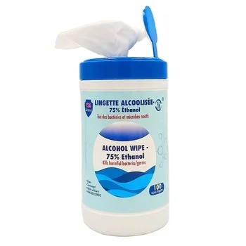 Manufacturer Private Label Low MOQ 75% Ethyl Alcohol Antiseptic Canister 100pcs Alcohol Wipes