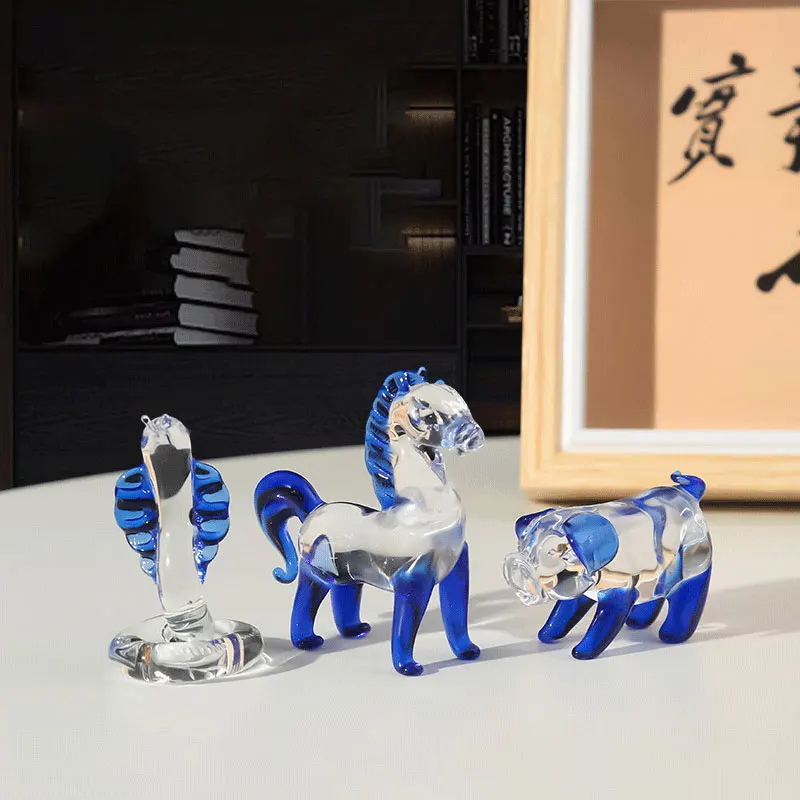 Christmas Decoration Blown  Mini  Crystal Glass Animal Horse Figurine