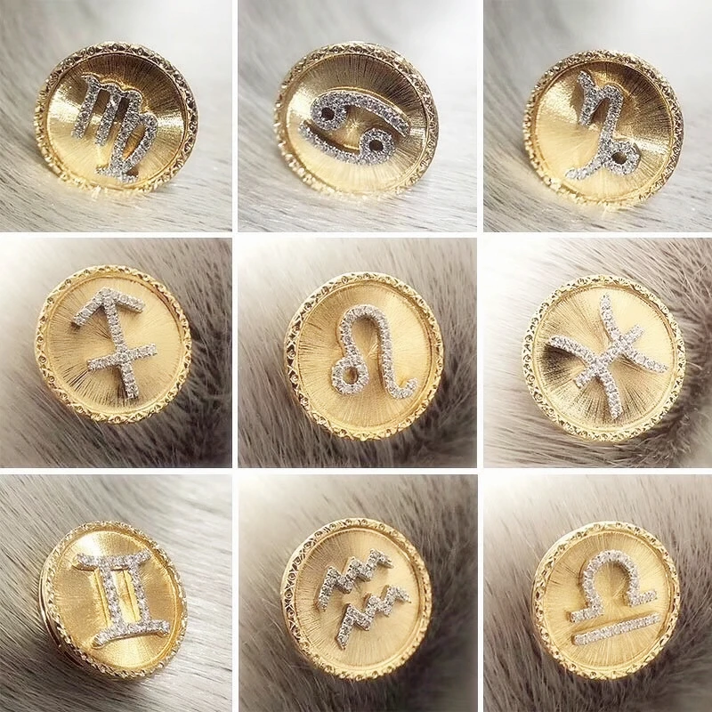 Wholesale Custom Jewelry Natural Diamond Pendant 18K Gold Zodiac Necklace