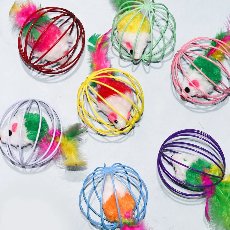 JOYPET Spot Wholesale Pet Products Cat Toys Cage Mouse 6cm Color Iron Ball Cage Mouse