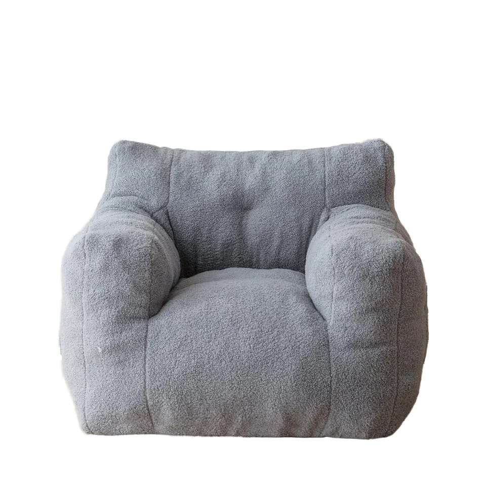 Sherpa Boucle Tufted Bean Bag для гостиной с карманом чтения плюшевый ленивый диван Сжимаемый