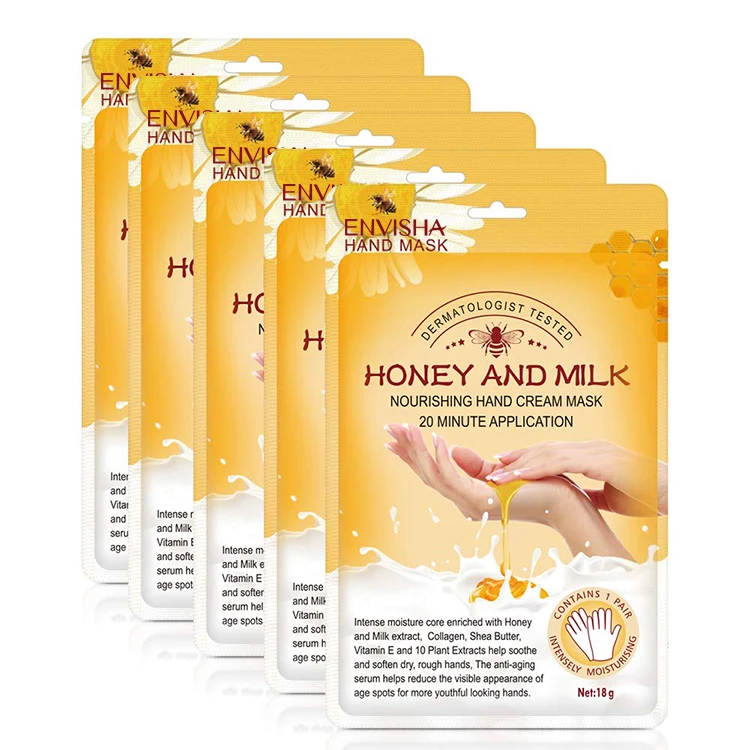 Private label exfoliating peeling moisturizing whitening sheet mask for hand collagen honey hand mask