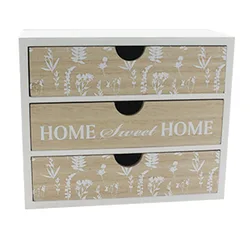 Wooden jewelry toy chest storage box desk organizer with 3 tray drawers for living room baby collection