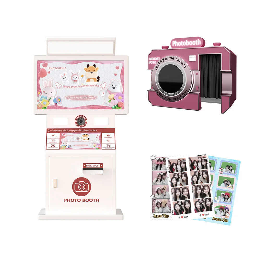 Rental Equipment Wedding Photo Booth Large Display Screen Selfie Photo Booth Photo Booth Machine Coin Operated Kiosk