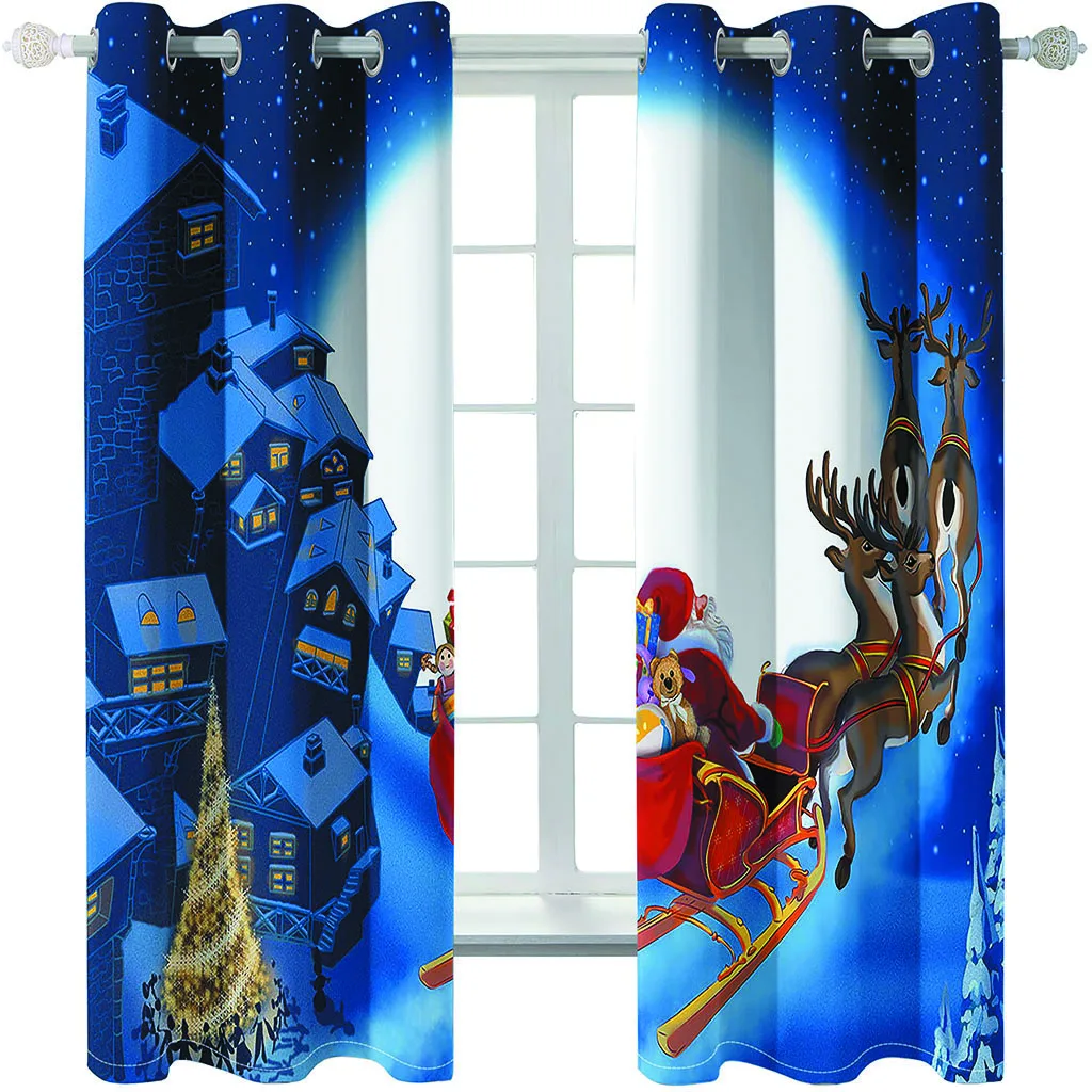 High Shading Christmas Background Curtain cortinas para sala Kids Room Beautiful Blackout 3D Printed