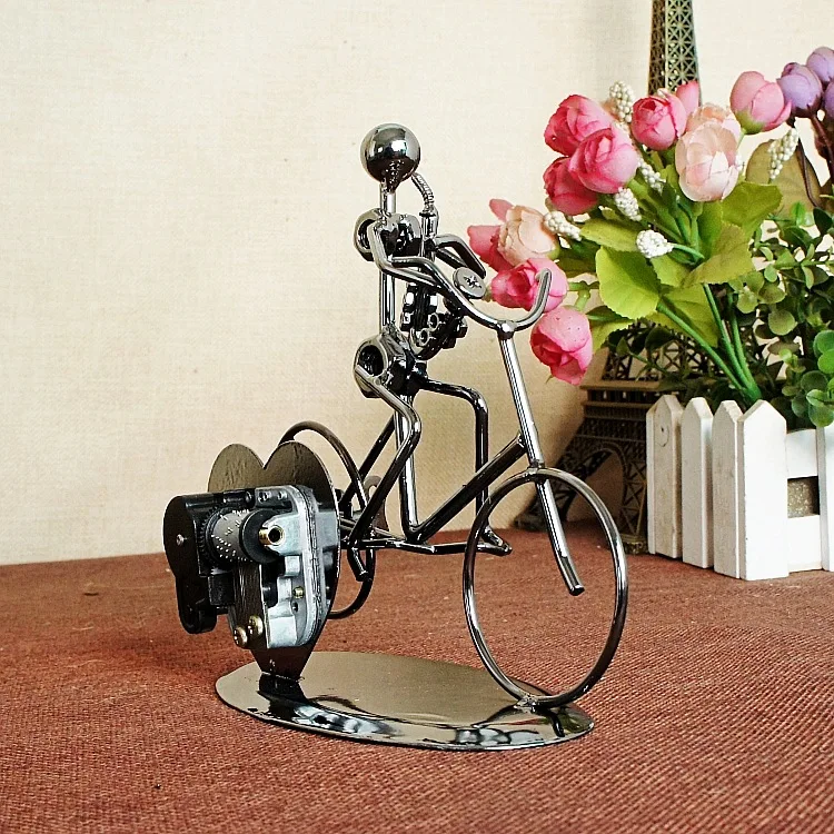 New product Iron Art Musician Man Model Music Box Metal Bicycle Garden Ornaments Gift