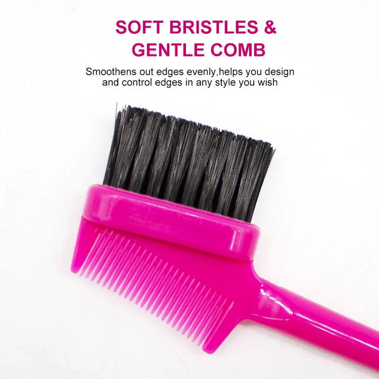 Gloway Hot Sale Cheap Hair Styling Tools Custom Hair Brush Women Pink Edge Control Brush With logo