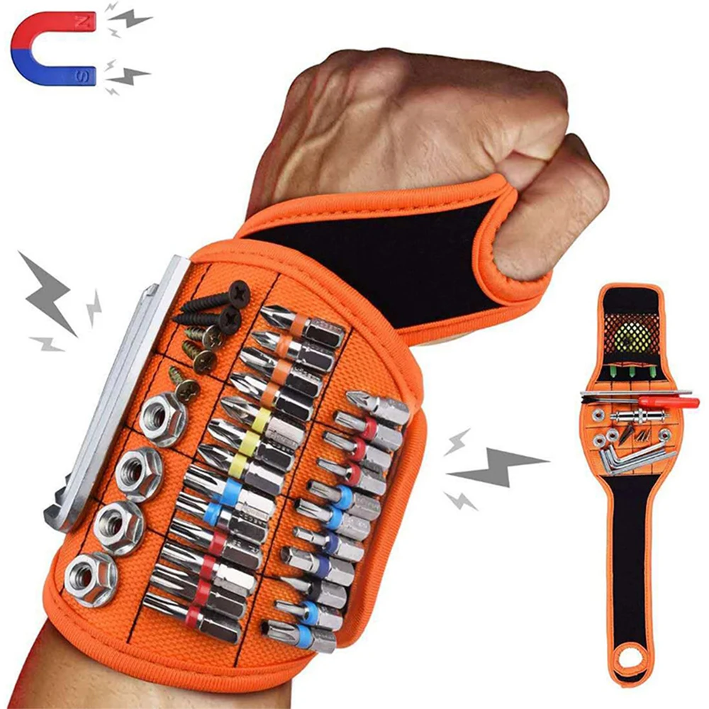Tools Wholesale 16 Magnets Two Pockets Magnetic Wristband For Holding Screws Nails Tools