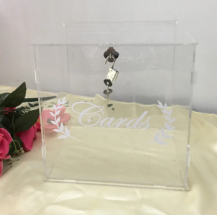 Hot sale wedding clear  acrylic card box elegant square business  card box