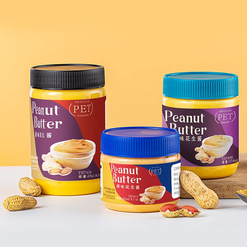 Print labeling  8oz 11oz 12oz 16oz plastic mayonnaise jam peanut butter packaging jars empty PET bottle for peanut butter