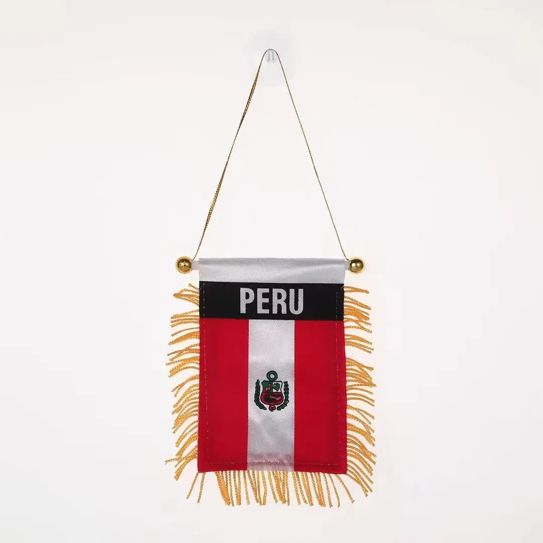 Cheap High Quality Custom Logo Hanging Mini Car Rearview Mirror Albania Pennant Flag