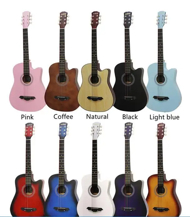 Китайская дешевая Акустическая гитара из липы 38 дюймов Лидер продаж для