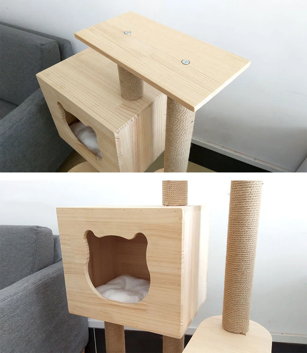GMTPET Factory OEM Wholesale Simple Nordic Pine Wood Cat Climbing Frame Cat Jumping Platform Cat Tree Parts