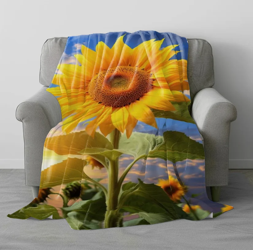 wholesale 100% polyester sunflower flannel fleece custom print white mink sublimation blanket
