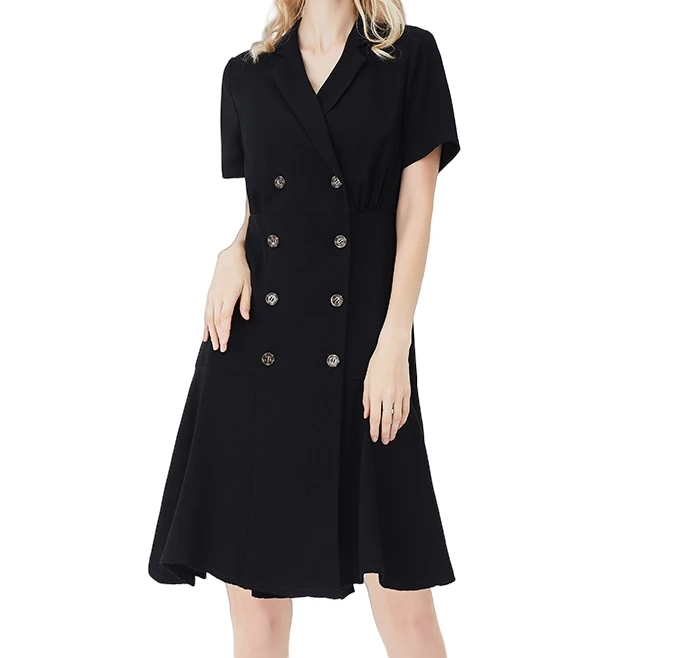 2023 Women Short Sleeve Elegant Solid Color Dresses Simple Lady Elastic Waist Hot Sale Casual Long Dress