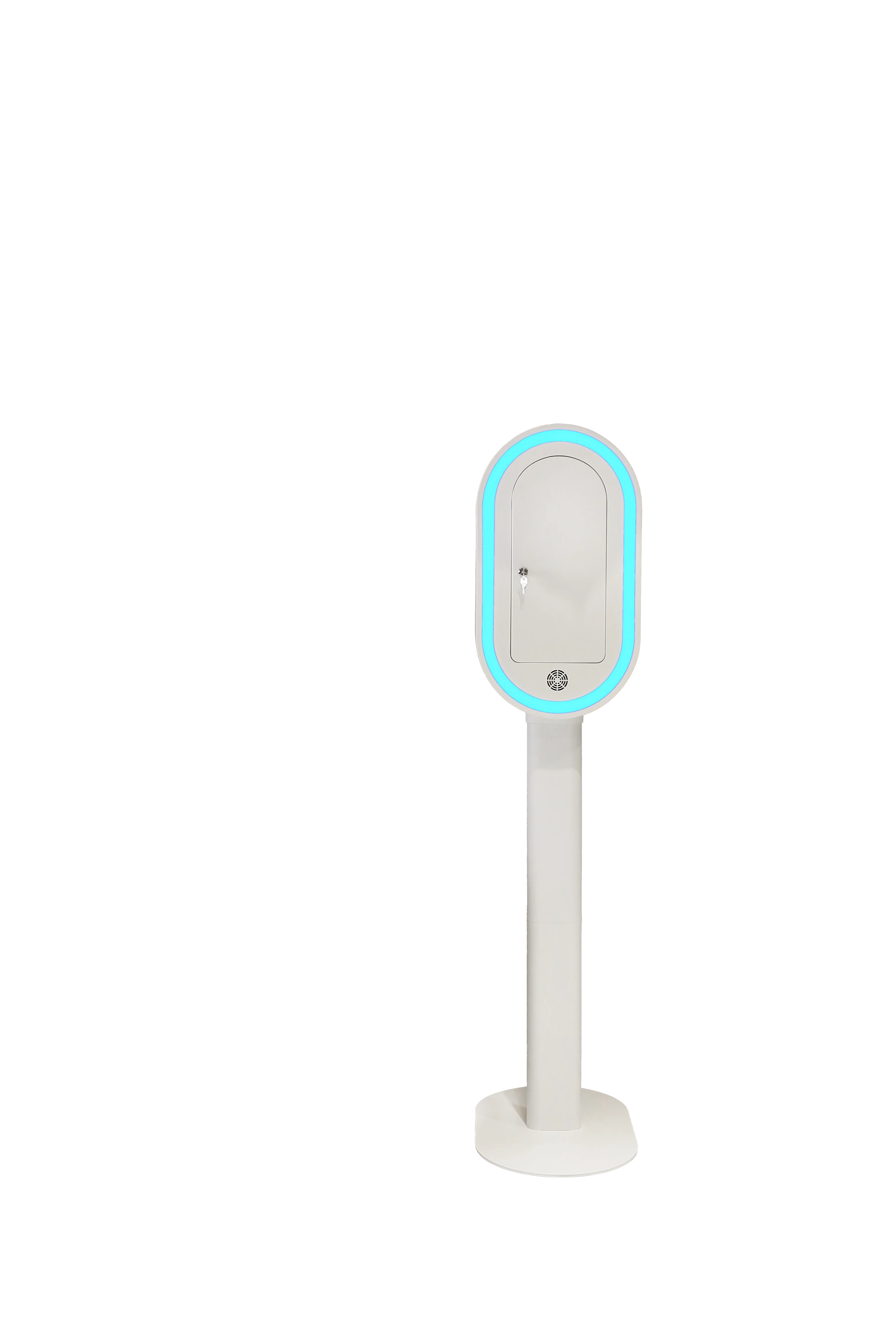 Trending Popular Oval dslr Photo Booth with RGB Ring Light on Both Sides Photo Kiosk Booth with Umbrella flash light