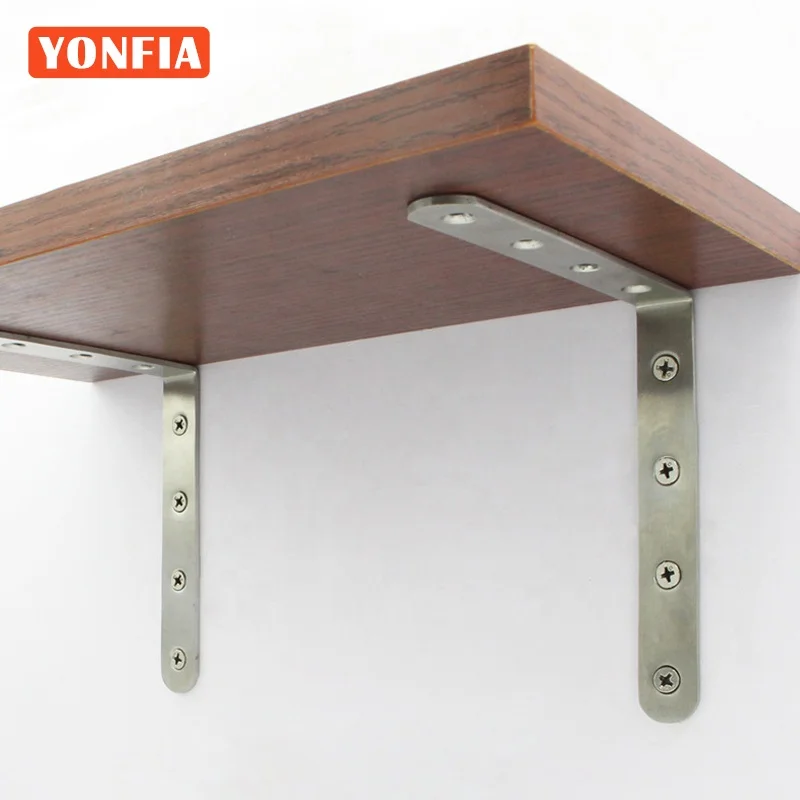 YONFIA 9004 Round Triangle Stainless Steel Furniture Corner Connector Wall Mount Shelf Bracket Joint Brace Heavy Bracket Support