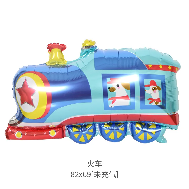 Train aluminum foil balloons Baby birthday decoration Car party arrangement engineering truck tank fire truck balloon