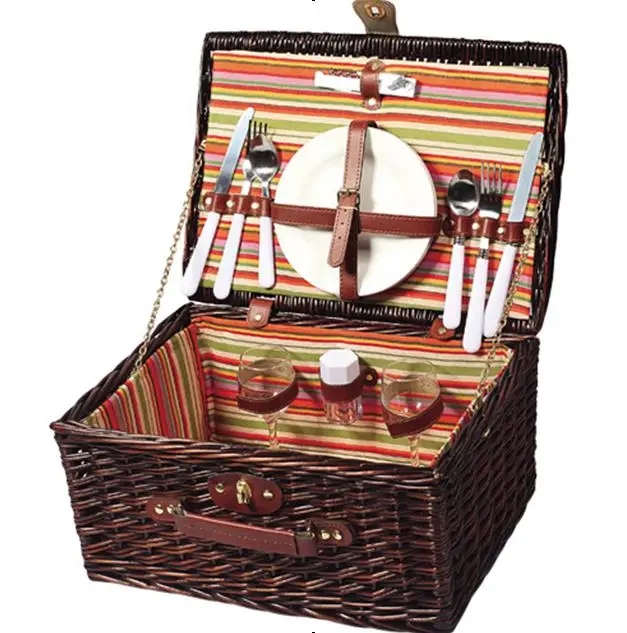 picnic basket 4 person grey wicker storage basket with lid 6 person picnic basket
