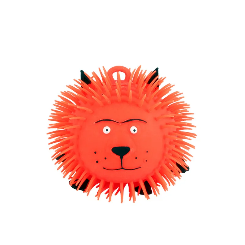 Squishy lion TPR LED Light Up Flashing Elastic Squeeze Toy Puffer Fidget Toys Balls for Boys Girls