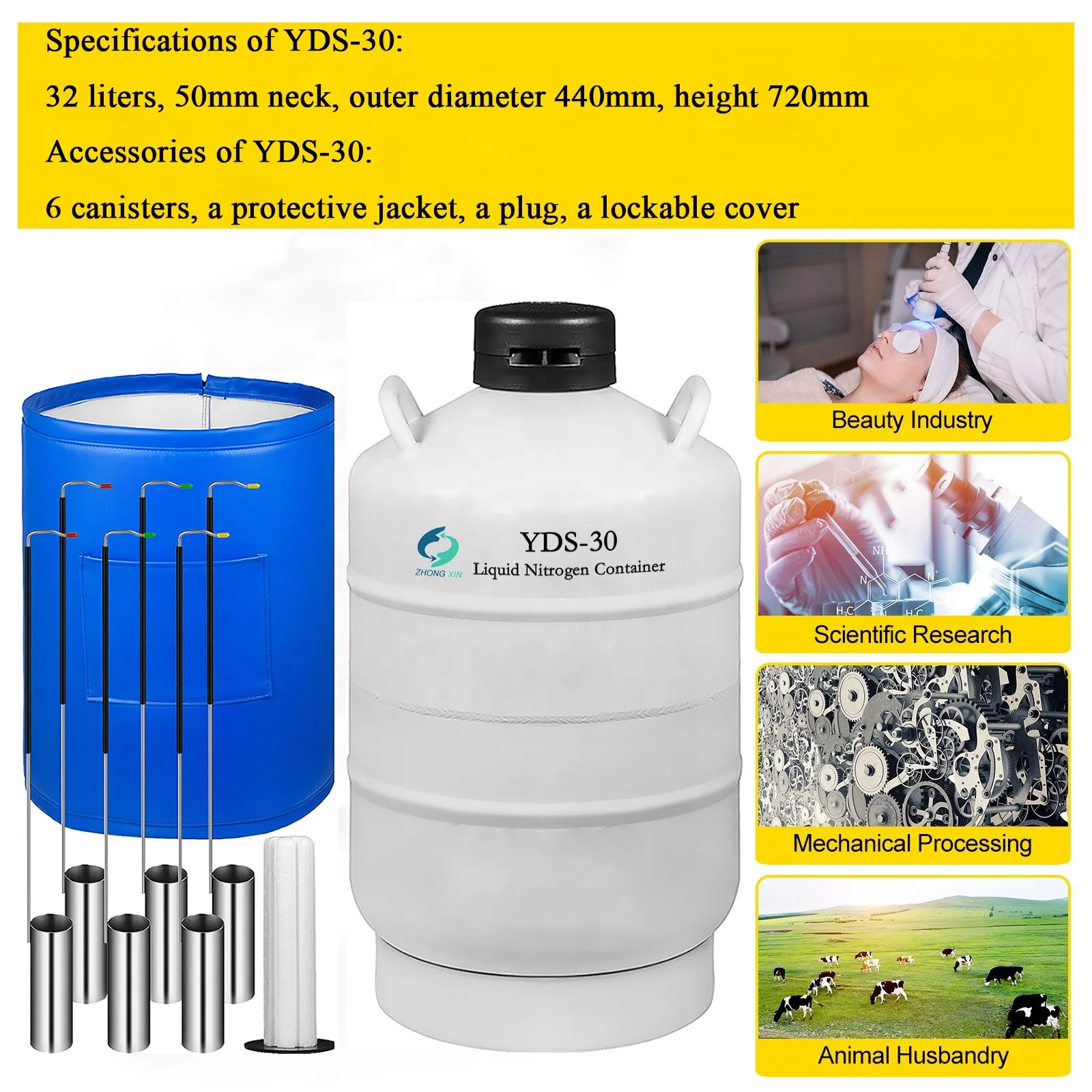Новый 30-литровый контейнер для жидкого азотного спермы yds-30 криогенного резервуара азота хранения клеток