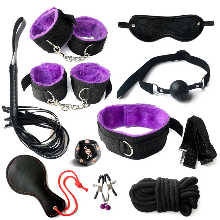 Hot Sell China 10 piece leather BDSM bondage restraints kit for women couple