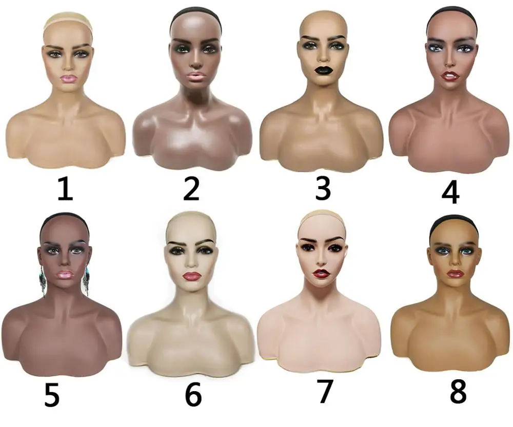 
African American Mannequin Head for Wigs Realistic Mannequin Head with Shoulders Female Mannequin Head and Bust 