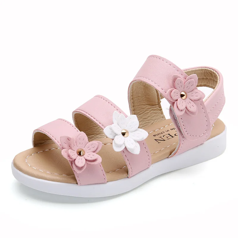 Girls sandals 2021 summer new Korean version of the big kids all-match simple princess shoes non-slip soft-soled beach shoes