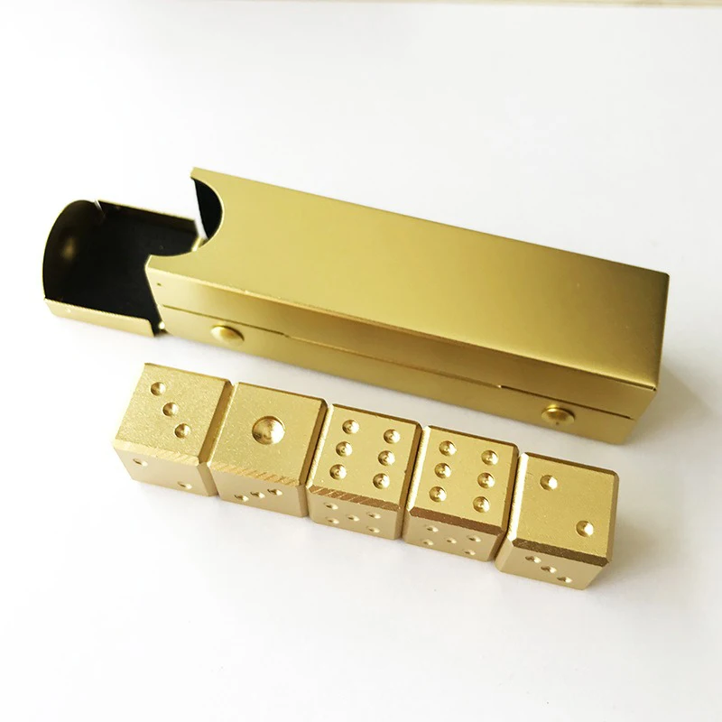 Hot sale souvenir 6 sided metal 16mm game square solid brass custom metal dice set