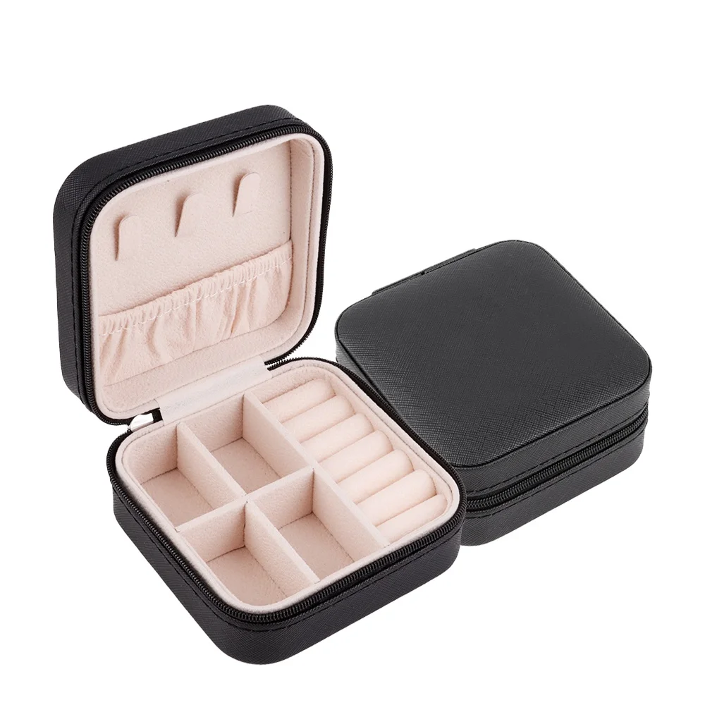 High Quality PU Leather Jewelry Accessories Set Box Small Gift Travel Jewelry Packaging Box With Zipper