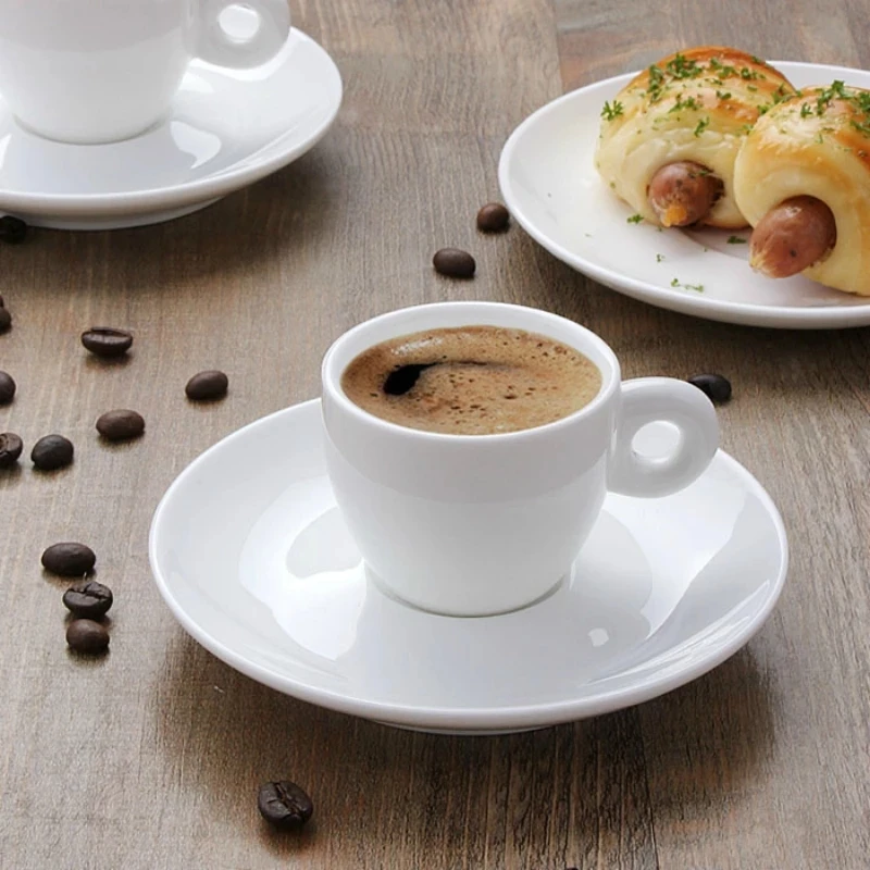 Home Cafe Coffee Shop Circle Handle ESPRESSO SHOT Mug 80cc Italy Black Coffee Cup & Saucer Sets  Drop Shipping Customizable Logo