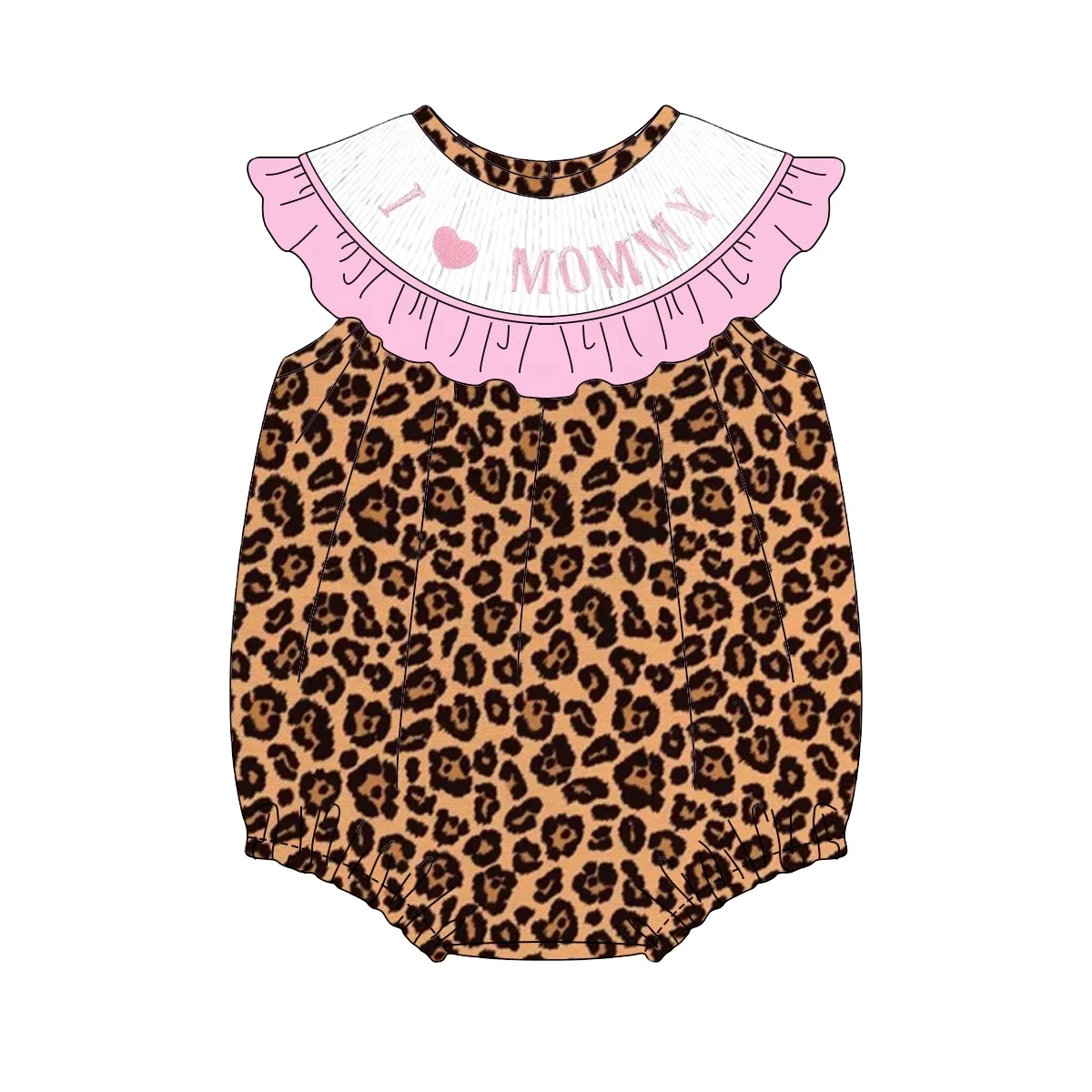 2024 New Design I love Mommy Girls Dress Cute  Leopard Girls Summer Dress