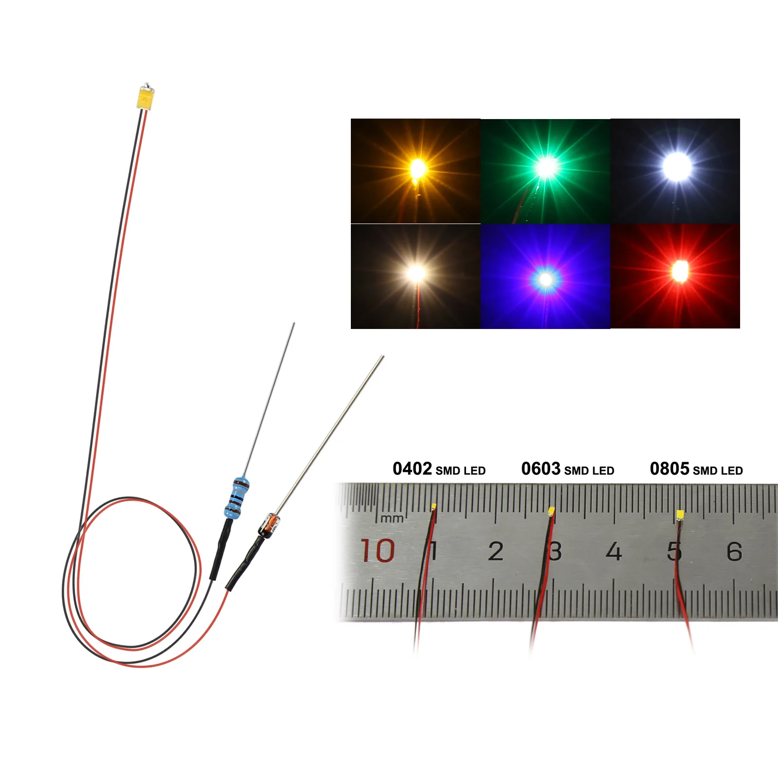 LR0603 20 шт. Предварительно проводной провод 50 см 0603 SMD светодиодные фонари + резистор выпрямитель