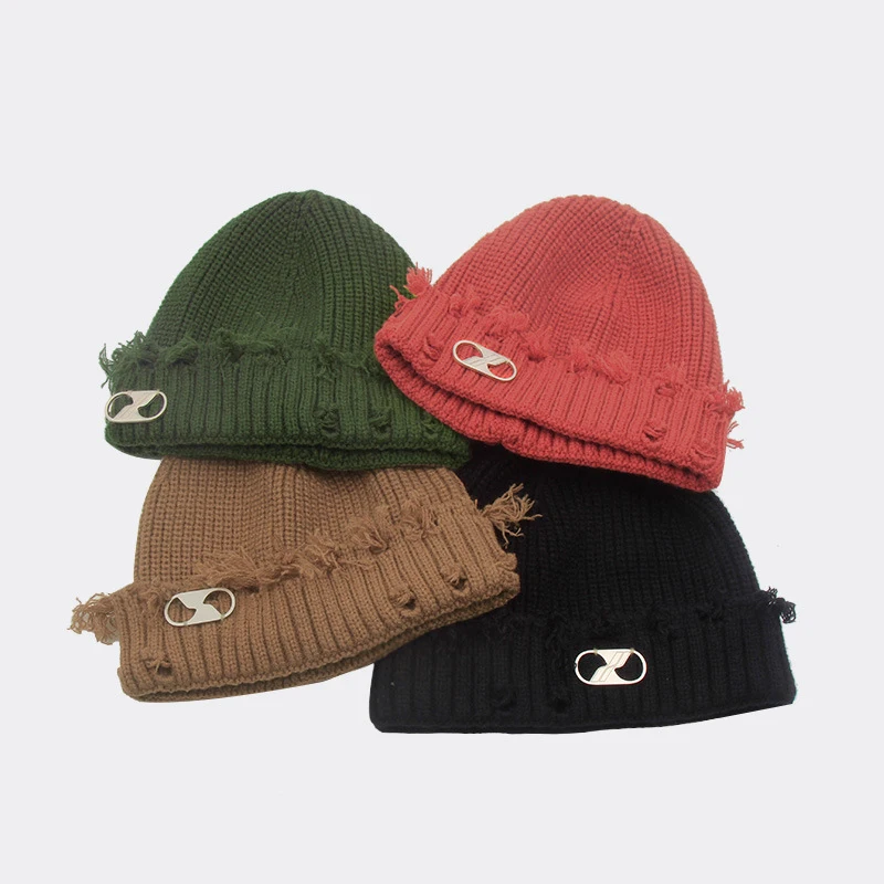 
New 2021 fashion wholesale fisherman beanie acrylic knitted ribbed cuff beanie ski skull cap 