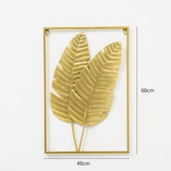 European Style 3d Interior Luxury Gold Metal Frame Metal Wall Art Hanging Leaf Flower Home Decor
