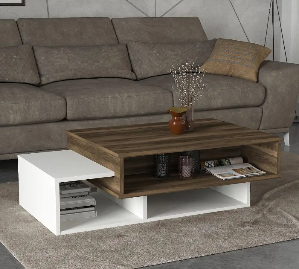 Tab Coffee Table White Walnut