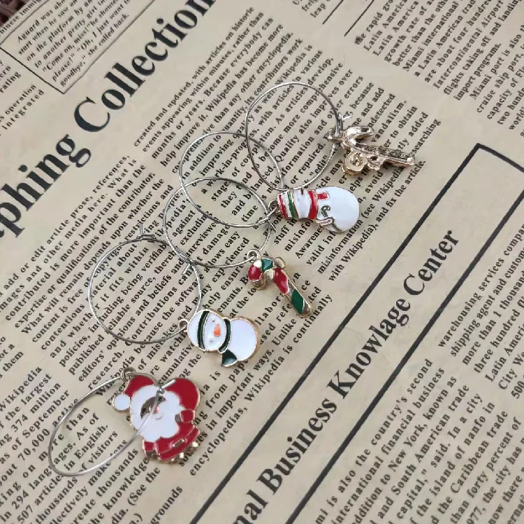 Personalized Metal Creative Wine Glass Ring Charms funny for Christmas Party and Wedding