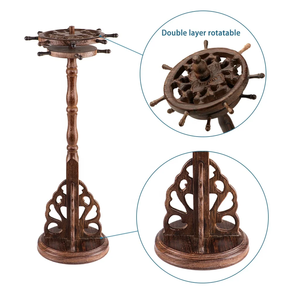 Wooden Calligraphy Brush Holder With 15 Hangers for Chinese Style Pen