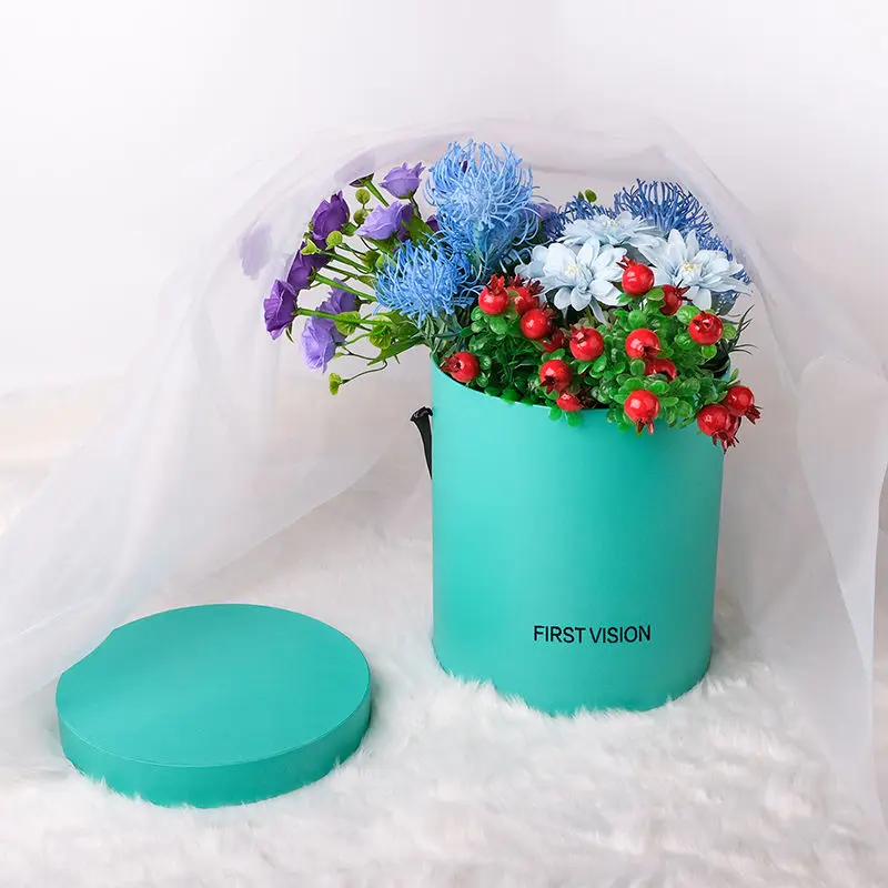 Индивидуальная большая свежая Цветочная Роза роскошная подарочная упаковка цилиндрическая трубка круглая шляпа картонная бумажная коробка с лентой для свадьбы