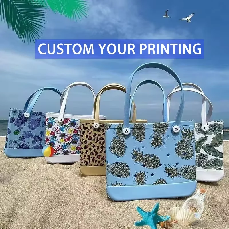 Hotsale Waterproof Woman Eva Rubber Tote Large Shopping Basket Bags Beach Silicone Bogg Bag Purse Eco Jelly Candy Lady Handbags
