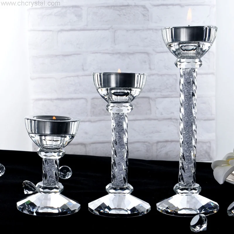 Wholesale Christmas Gift Crystal Holders for Home Decor Crystal Candlestick Holders Wedding Invitation