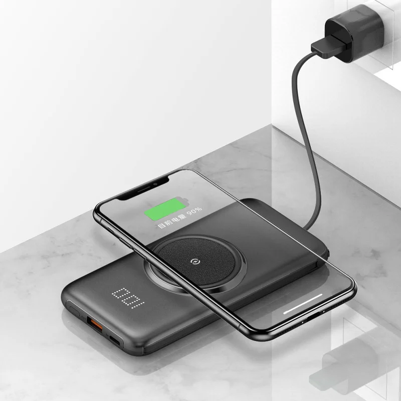 20000mAh Wireless Power Bank Fast Charging High Capacity Phone Power Banks with Cable P1