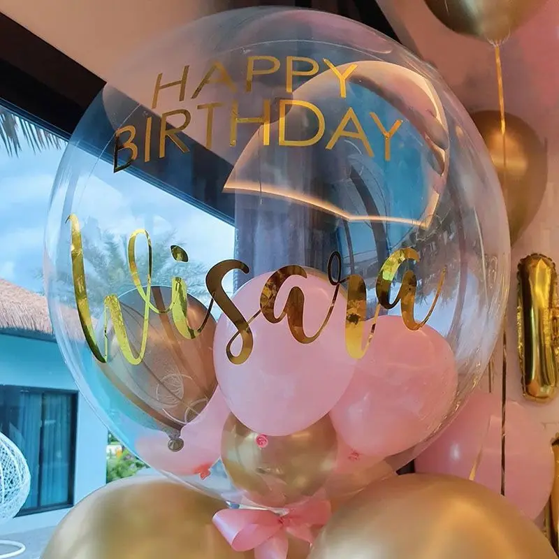 Wholesale Inflatable Transparent balloon Bobo Bubble Luminous Glow Wave balloon flashing with rod