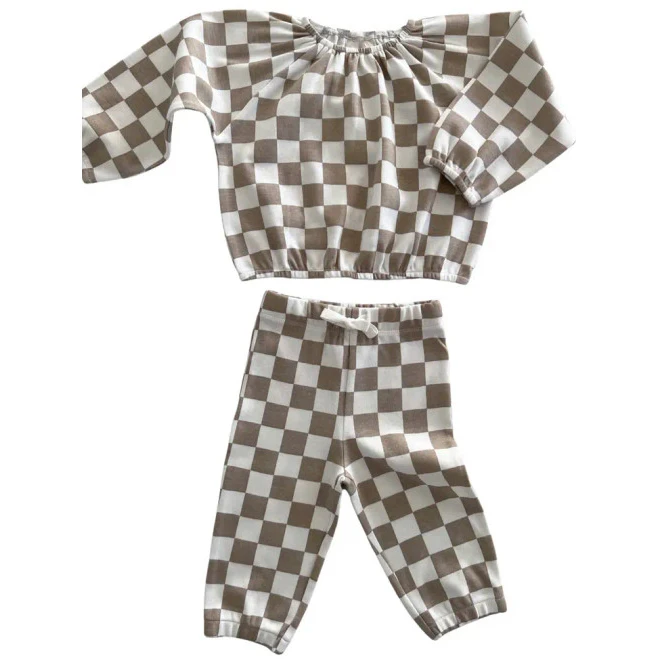 Customize label Children Set Baby Girl Boys 100%cotton home wear long Sleeves outfits Sets Kids Clothing