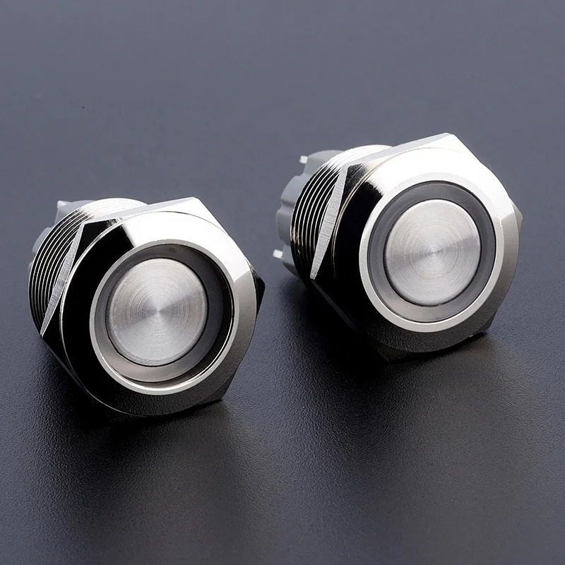 19mm metal anti vandal switch button 4 pins 15A momentary 12v ring illuminated push button switch