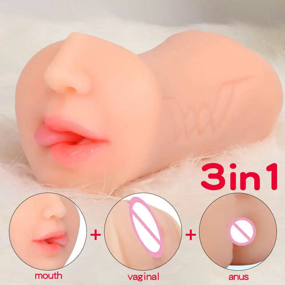 Male Masturbation 3-in-1 Silicone Dolls Female Vaginal Mouth Anal Realistic Dolls Male Masturbation Cup Sex Toys