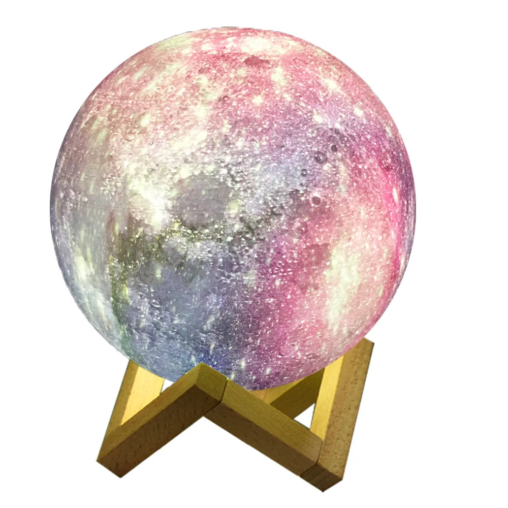 Led Round Projection Night Light Baby Room Small Table Lamp 3D Moon Painting Light Cadeau creatif dimpression 3D